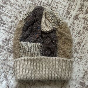 Scala Multi-Textured Knit Hat - Beige and Brown